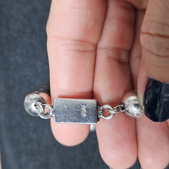 Silver Bead Bracelet with Elegant Clasp - Picture 2 of 5